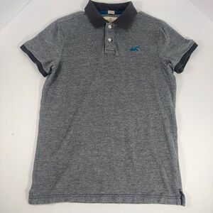 Hollister Mens Polo Shirt Medium Two Tone Grey Epic Flex Stretch Blue Logo